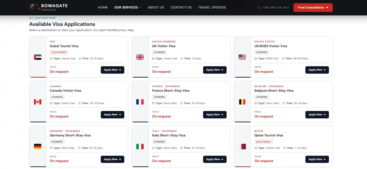bowagatetravels.com website by Qrafteq