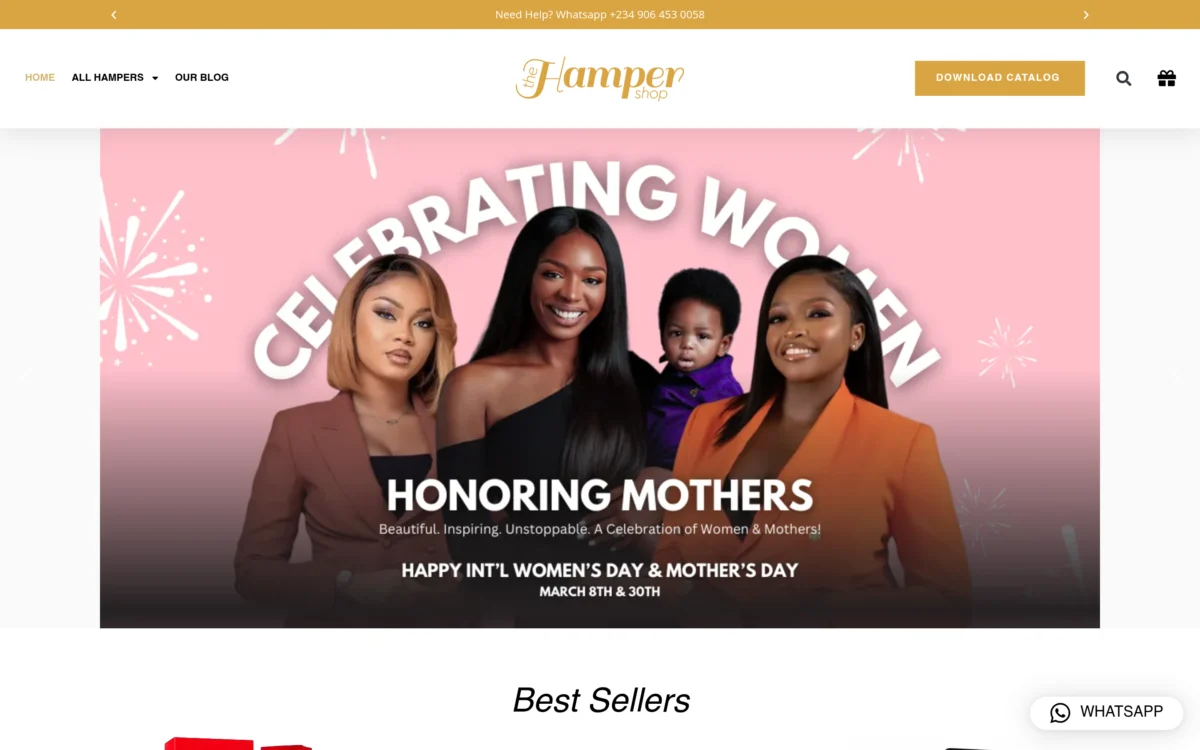 The Hamper Shop website before the revamp