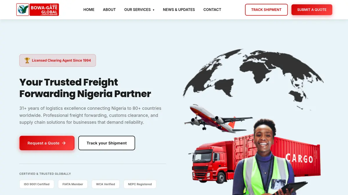 Bowagate Global website homepage screenshot